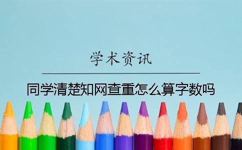 同學清楚知網查重怎么算字數嗎？