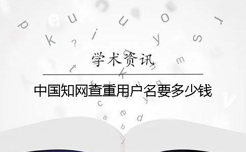 中國知網查重用戶名要多少錢